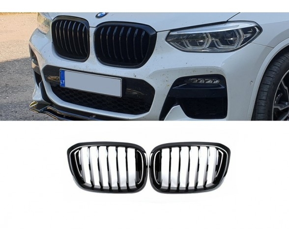 Glossy Black Front bumper grilles for BMW X3 G01, X4 G02 models