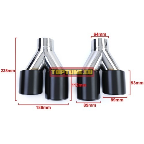 Dual Quad set of Black Matte exhaust tips
