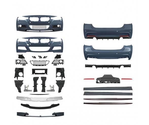 BMW F30 Performance apdailos komplektas skirtas 335i, 340i modeliams. Buferiai su pdc skylėmis, su žibintų apiplovio skylėmis