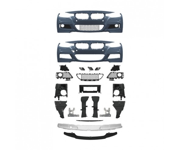 M Sport Priekinis buferio komplektas tinkantis BMW F30, F31 modeliams be žibintų apiplovimu ir su parktronikų sensoriais