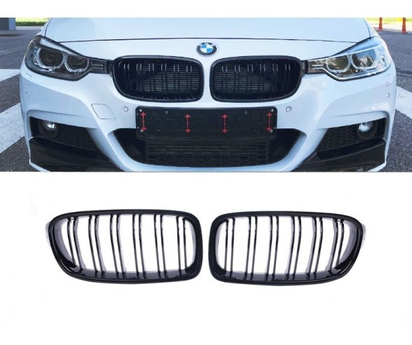 Performance Glossy Black Kidney Grilles for BMW F30, F31 models