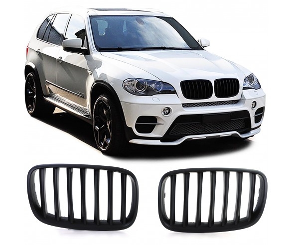 Glossy Black Front kidney grilles for BMW X5 E70, X6 E71 models