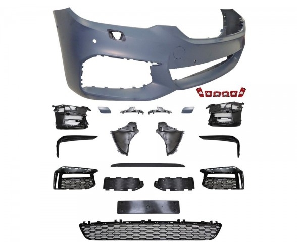 bmw g30 m sport front bumper with pdc holes, with headlight washers