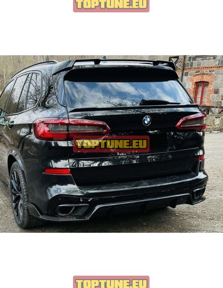 BMW X5 G05 Black Knight Gloss Black Rear bumper diffuser with side spliters