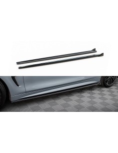 V2 Gloss Black Side skirt extensions for BMW F32, F33 M...