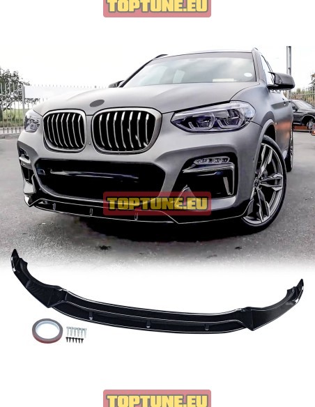 Juodas blizgus M Sport Priekinio buferio spoileris skirtas BMW X3 G01, X4 G02 2018-2021 modeliams