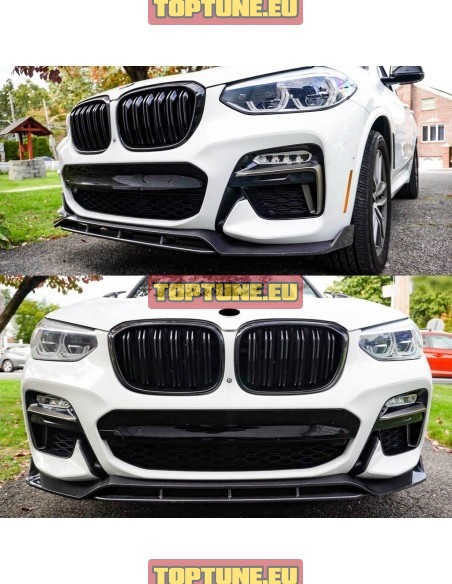 Juodas blizgus M Sport Priekinio buferio spoileris skirtas BMW X3 G01, X4 G02 2018-2021 modeliams
