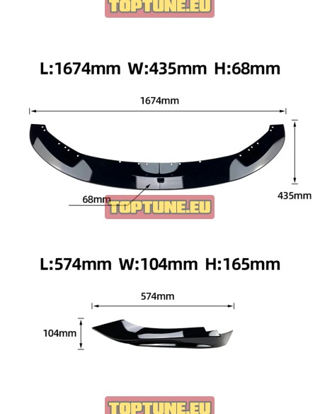 BMW F32, F33, F36 4P Performance style Gloss Black Front bumper spoiler