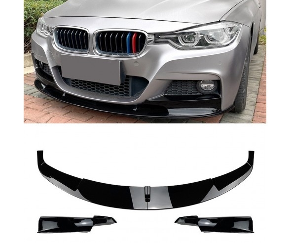 BMW F30, F31 4P Performance style Gloss Black Front bumper spoiler