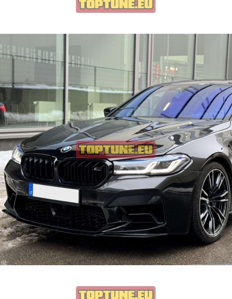 Juodas blizgus CS Stiliaus priekinio buferio spoileris skirtas BMW F90 M5 Facelift modeliams
