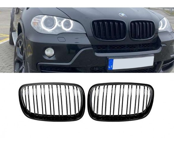 Glossy Black Performance Front kidney grilles for BMW X5 E70, X6 E71 models